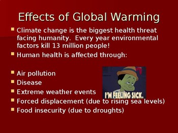Preview of EFFECTS OF GLOBAL WARMING & POLLUTION Science PPT (cfc's, acid rain, plastics)