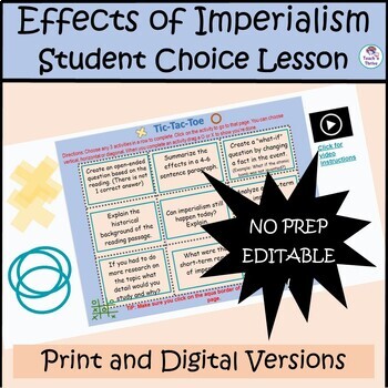 Preview of EFFECTS OF EUROPEAN IMPERIALISM LESSON, Student Choice Activity Editable