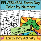 EFL ESL EAL Earth Day Color by Number and Teen Number Bund