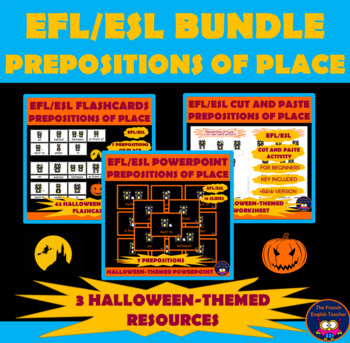 Preview of EFL / ESL Halloween BUNDLE on PREPOSITIONS OF PLACE