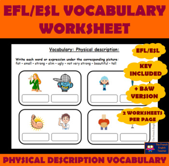 efl esl worksheet on physical description vocabulary tpt