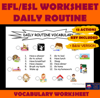 efl esl vocabulary worksheet on daily routine expressions tpt