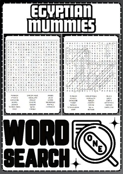 EGYPTIAN MUMMIES Word Search Puzzle No prep Activity Worksheets