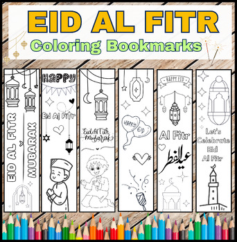 Preview of EID Al-Fitr Holidays Coloring Bookmarks - Happy Eid Mubarak Bookmarks To Color