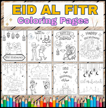 Preview of EID Al-Fitr Holidays Coloring Pages - Happy Eid Mubarak Coloring Sheets.