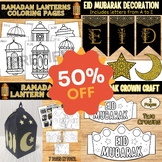 EID Bundle: Lanterns Coloring Pages & Crafts, Crown, Decor