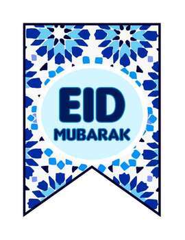 Preview of EID MUBARAK Banner Décor on Geometric Background for Eid al-Fitr / al-Adha 2024