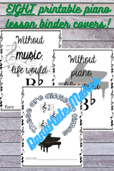 Preview of EIGHT Printable Piano Binder Covers
