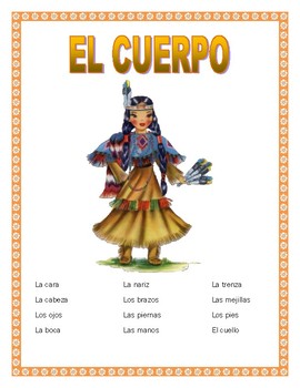 Preview of EL CUERPO-Label  Spanish Body Parts & Word Search &  Puzzle-Thanksgiving Themed