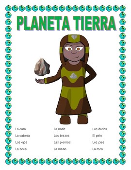 Preview of EL CUERPO-"Planeta Tierra"-Label Body Parts--Earth Day-Distance Learning 