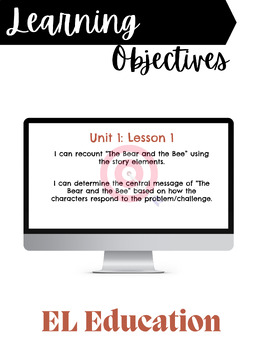 Preview of EL Education 2nd Grade Module 4 Unit 1 Lesson Objectives