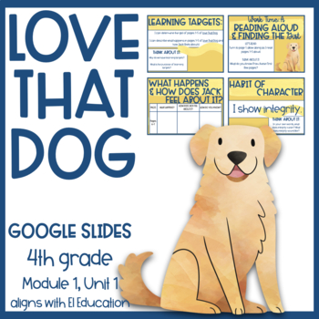 Preview of EL Education: Grade 4, Module 1, Unit 1 Lesson Google Slides (Love That Dog)