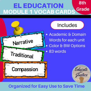 Preview of EL Education Module 1 Word Wall | Eighth Grade Vocabulary Wall