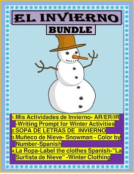 Preview of EL INVIERNO-UNIDAD-SPANISH WINTER BUNDLE - Distance Learning 