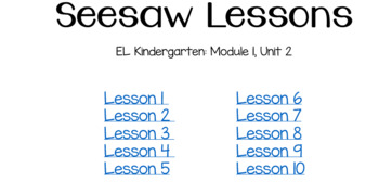 Preview of EL Kindergarten Module 1, Unit 2 Lessons: Seesaw & Slides