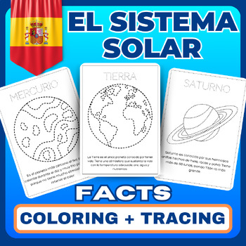 Preview of EL Sistema Solar | Solar System Facts (in Spanish) Tracing & Coloring Pages