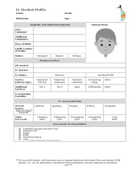Preview of EL Student Profile (Editable Version)