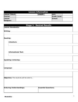 Preview of ELA 11-12 Lesson Plan Template (Auto-Fill Common Core Standards)