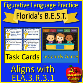 Preview of ELA.3.R.3.1 3rd Grade Florida FAST Fig. Language Task Cards Game Florida BEST