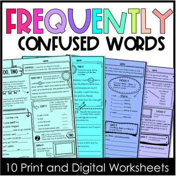 Preview of Frequently Confused Words Misspelt Words Digital Resource 3rd, 4th, 5th Grade
