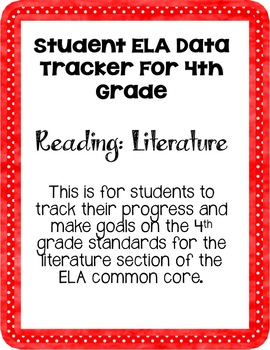Preview of ELA 4th Grade Student Data Tracker: Reading Literature *EDITABLE*