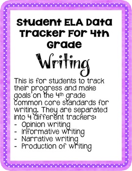 Preview of ELA 4th Grade Student Data Tracker: Writing *EDITABLE*