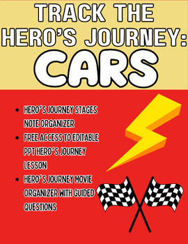 Preview of ELA 5-12 Cars Hero's Journey Notes, Track the Hero's Journey Movie Organizer