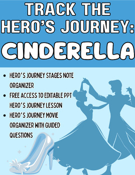 Preview of ELA 5-12 Cinderella Hero's Journey Notes, Track Hero's Journey Movie Organizer