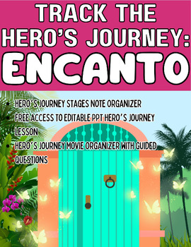 Preview of ELA 5-12 Encanto Hero's Journey Notes Track Hero's Journey Movie Organizer