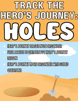 Preview of ELA 5-12 Holes Hero's Journey Notes & Track the Journey Movie/Book Organizers