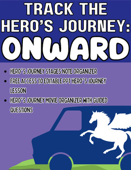 Preview of ELA 5-12 Onward Hero's Journey Notes, Track the Hero's Journey Movie Organizer