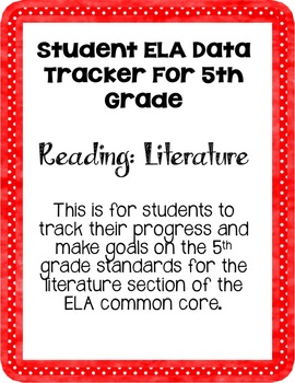 Preview of ELA 5th Grade Student Data Tracker: Reading Literature*EDITABLE*