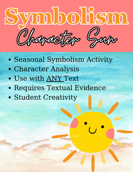 Preview of ELA 6-12 Create a Character Summer Sun Symbolism & Characterization Activity