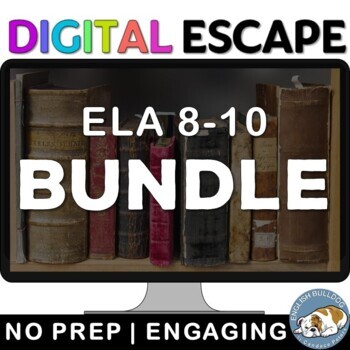 Preview of ELA 8-10 Digital Escape Room Review Game Activity Bundle