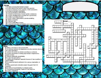 Preview of ELA 8 Culture & Belonging VOCAB CROSSWORD PUZZLE GAME ACTIVITY