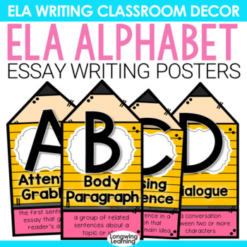 Preview of ELA ABC Alphabet Posters Upper Grades Pencil Classroom Decor Writing Vocabulary