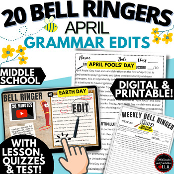 Preview of ELA APRIL Morning Work Language Arts Bell Ringers Grammar Bellringers