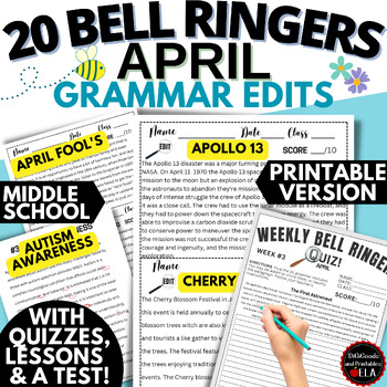 Preview of ELA APRIL Morning Work Language Arts Bell Ringers Grammar Bellringers