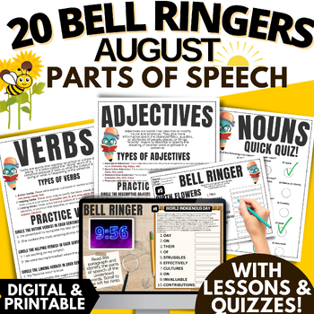 Preview of ELA AUGUST Morning Work Language Arts Bell Ringers Grammar BACK TO SCHOOL