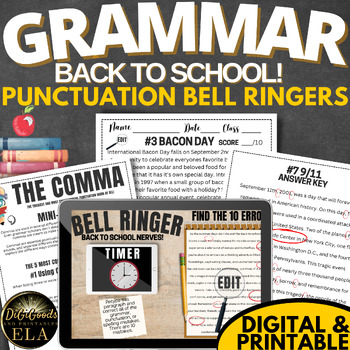 Preview of ELA Bell Ringers September Grammar Morning Work DO NOWS  BACK TO SCHOOL