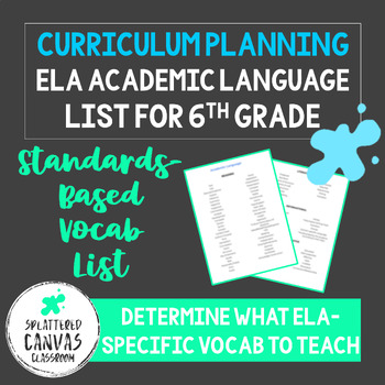 Preview of ELA Academic Language List for 6th Grade (Curriculum Planning Resource)
