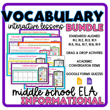 Preview of ELA Academic Vocabulary BUNDLE | 6th, 7th, 8th | Informational | Test Prep