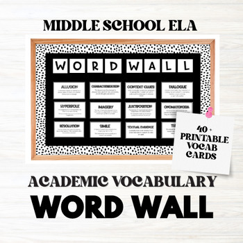 Preview of ELA Academic Vocabulary Word Wall Cards Middle School/ High School PDF