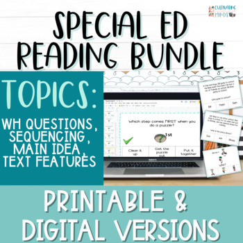 Preview of ELA Adapted Task Cards | Special Education Reading Comprehension | ESY 