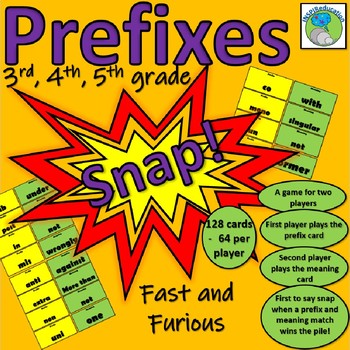 Preview of ELA Affixes - Snap! Game for 2 - 128 cards, 32 prefixes and 32 meanings