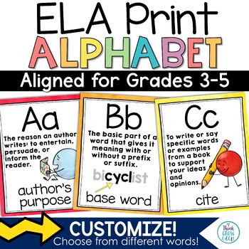 Preview of ELA Alphabet Posters Print ABCs Display Classroom Décor