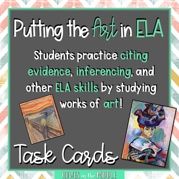 Preview of ELA Analysis Using Art - Task Cards - Theme - Citing Evidence - Setting - POV