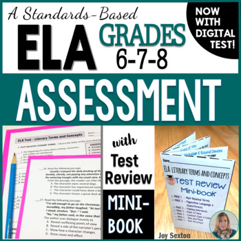 Preview of ELA Assessment - Exam w/Test Review MINI-BOOK - w/Digital Test- Standards Based