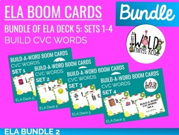 Preview of Phonics Boom Cards Bundle: Four sets of CVC Build-A-Word Boom Cards