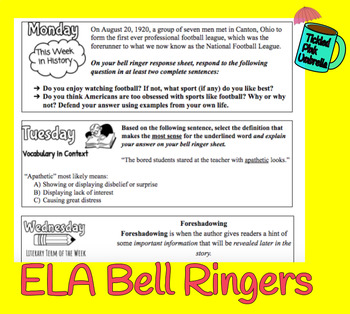 Preview of ELA Bell Ringer Bundle 1st 9 Weeks!